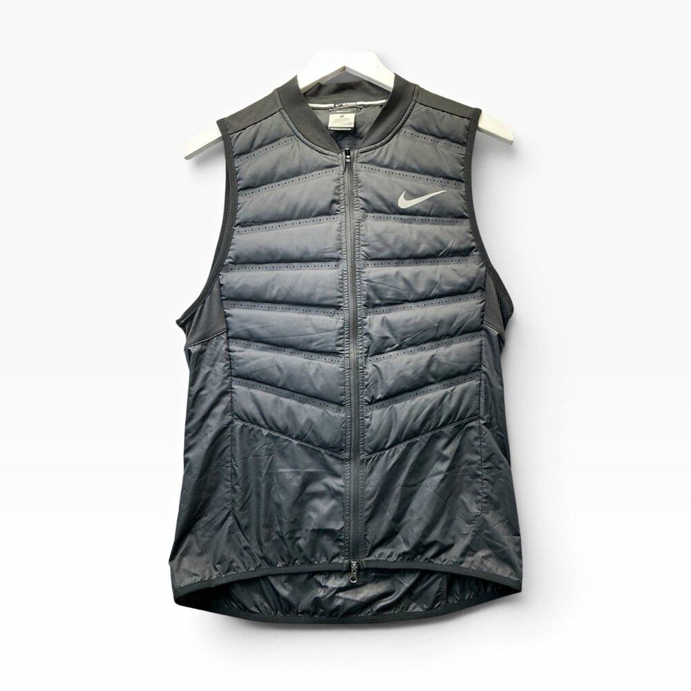 Nike Men's Size S Gray Quilted Full-Zip Puffer Vest Stand-Up Collar